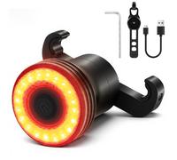 Ainiv Smart Bike Tail Light with Brake Sensor, Round Dual Mount, 5 Lighting Modes, USB C Rechargeable Bicycle Taillight, IPX6 Waterproof, Safety Warning Strobe Rear Bike Light for Night Riding Mount