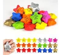 Ainiv Star Funny Motivational Stress Balls, 24 PCS Anti-Stress Balls for Adults, Mini Fun Star Shape Sensory Stress Ball for Kids and Adults, Hand Exercise Stress Relief Balls Toys for Anxiety Stress