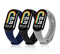 Ainiv Strap Replacement Compatible with Xiaomi Mi Band 8, 3pcs Silicone/Stainless Steel Replacement Watchband Adjustable Sports Strap