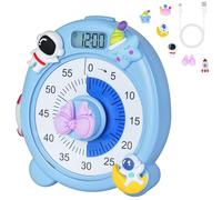 Ainiv Visual Timer for Kids, 60 Minute Visual Countdown Timer with Magnetic Back and Cute Charms, Silent Pomodoro Timer, Time Management Tool for Classroom, Office, Kitchen (Blue)