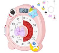 Ainiv Visual Timer for Kids, 60 Minute Visual Countdown Timer with Magnetic Back and Cute Charms, Silent Pomodoro Timer, Time Management Tool for Classroom, Office, Kitchen (Pink)