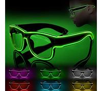 Ainiv Wireless Light up Glasses, Luminous El Wire Neon Party Rave Glasses, 3 Lighting Modes, USB Charging LED Costumes Accessories for Parties, DJ, EDM, 80s, Halloween, Christmas(Green)
