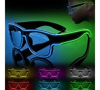 Ainiv Wireless Light up Glasses, Luminous El Wire Neon Party Rave Glasses, 3 Lighting Modes, USB Charging LED Costumes Accessories for Parties, DJ, EDM, 80s, Halloween, Christmas(Blue&Green)