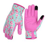 Ainiv Womens Gardening Gloves, Touchscreen Compatible Working Gloves for Weeding, Leather Garden Glove for Women Thorn Proof No Stab for Digging, Planting, Pruning, Pink