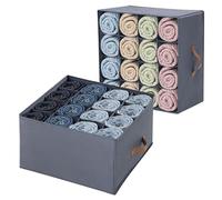 AINIYNM 2 Pack Clothes Organiser for Wardrobe Storage 16 Cell Drawer Organiser Clothes Boxes Foldable Clothing Dividers for Jeans, Pants, Shirts, Trouser,Towel