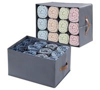 AINIYNM 2 Pack Wardrobe Organiser Clothes Storage Boxes for Jeans, 12 Cell Clothes Drawer Dividers for Cupboard Organizer, Foldable Clothing Boxes for Pants, Shirts, Trouser, Sweater