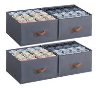 AINIYNM 4 Pack Clothes Organiser for Wardrobe Storage 16 Cell Drawer Organiser Clothes Boxes Foldable Clothing Dividers for Jeans, Pants, Shirts, Trouser,Towel