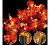 Ainkedin Autumn Decorations, Fairy Lights, 10 Maple Leaf Light, Garden Lights Outdoor Lights, Autumn Wreath, Halloween Decoration Thanksgiving Decorations