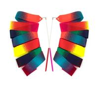 Ainkou 2 PCS Fun Gymnastics Ribbons 78.7 Inch Rhythmic Dance Ribbon Twirling Wands Baton Long Streamers for Artistic Dancing Training Party Circus Carnival Shows - Rainbow
