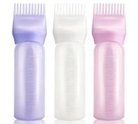 Ainkou 3 PCS 170ml Root Comb Applicator Bottles with Graduated Scale, Soft Pliable Hair Oil Applicators Dye Brush Applicator Bottle for Hair Oiling Applying Massaging Coloring (3 Colors)