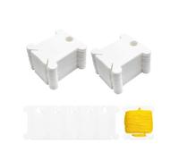 Ainkou 50pcs White Plastic Floss Bobbins Cross Stitch Embroidery Thread Organiser Floss Bobbins Card for Cotton Thread Sewing Storage