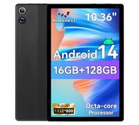 Ainmel Android Tablets, 10.36 Inch Tablet, Octa Core, 16GB RAM+128GB ROM (TF 1TB), 5000mAh, 1280x800 HD, WiFi 6, Bluetooth 5.4, 5MP+8MP Cameras Dual Speakers Game Tablets PC (Black)
