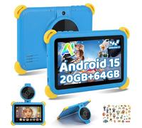 Ainmel Kids Tablet 7 inch Android 15 Tablet for Kids, 20GB+64GB (TF 1TB), Android Tablet with Parental Control, AI Dual Cam&Learning, WiFi 6/BT 5.3, Widevine L1, Kid Tablet with Protective Case - Blue