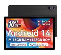 Ainmel Tablet 10 Inch (2025), Android 14 Tablet 10.36 Inch Octa-Core, 1280 x 800 IPS, 16GB RAM 128GB ROM 1TB TF, 5G WiFi 6, Bluetooth 5.0, 5000mAh, 5MP + 8MP, Widevine L1, Black