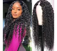 Ainmeys Curly V Part Wigs Brazilian Kinky Curly Human Hair Wigs for Black Women V Shape Wigs No Leave Out Lace Front Wigs Upgrade U Part Wigs Glueless Full Head Clip In Half Wigs(26IN 180% Density)
