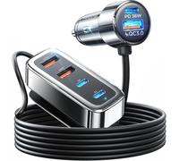 AINOPE 108W Cigarette Lighter USB Charger, 6-Port USB Car Charger Fast Charging PD36W & QC3.0 Type C Cigarette Lighter Multi Socket for Long Trips with 5FT Cable for iPhone 16e/15, Samsung S25, iPad