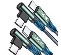 AINOPE 240W USB C to USB C Cable 2M 2Pack，Type C to Type C Cable Fast Charging，USB C Charger Cable Right Angle Compatible w/ MacBook Pro/Air，iPad Pro 12.9/11/Air/Mini，Samsung Galaxy S22/21/20，Grey