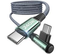 AINOPE 240W USB C to USB C Cable 3M, Type C to Type C Cable MacBook Fast Charging Cable, USB C Charger Cable Right Angle Compatible with MacBook Pro/Air Samsung Galaxy S23/22/21/20, Grey