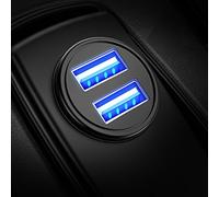 AINOPE Smallest Car USB Charger Adapter 12V/4.8A, All Metal Cigarette Lighter Charger USB Socket in Car Charger Fast Charge Car Accessories Gadgets for iPhone 14 12 13 Pro Max iPad Samsung S23 Kindle