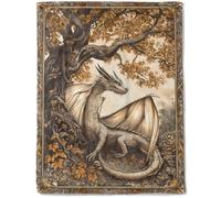 ainori Autumn Dragon Fleece Blanket - Lightweight Soft Cozy Gifts Throw for Fantasy Lovers,Women,Men,Enchanting Tree of Life Blankets,Home Room Modern Artistic Decor 60x80in
