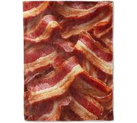 ainori Bacon Lover's Flannel Blanket - Realistic Bacons for Food Enthusiasts Throw - Soft Cozy Blankets for Quirky Kitchen Decor, Foodie Gifts, and Fun Home Accents 50x60in