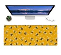 ainori Bee Gaming Mouse Pad,12x31.5in Non-Slip Rubber Yellow Honeybee Pattern Desk Mat,Large Extended Cute Mousepad for Office Home Laptop Computer,Mice Pads Gifts,Game Deskmat Decor