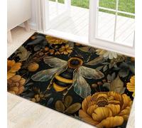 ainori Bee Retro Indoor Door Mat 29.5x17in,Non Slip Backing Floral Flower Vintage Floor Mat,Non Woven Entryway Rug,Welcome Mats Decor,for Entrance Inside Porch Bedroom Kitchen,Doormats Gifts