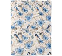 ainori Blue Bird Flannel Blanket - Beautiful Bluebird, Flower, and Butterfly Throw,Playful Gifts for Adult & Nature Lovers, Ultra Soft & Warm,Lightweight,for Couch Bedroom Living Room Decor 50x60in