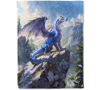ainori Blue Dragon Flannel Blanket - Majestic Overlooking Mountain Throw,Playful Gifts for Adult & Fantasy Lovers, Ultra Soft & Warm,Lightweight, for Couch Bedroom Living Room Modern Decor 60x80in