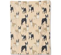 ainori Boston Terriers Blanket - Cute Black and Tan Dog Beige Fleece Throw,Gifts for Kids Adult, Soft & Warm,Lightweight, for Modern Decor, Pet Lovers, and Room Home Accents 50x60in