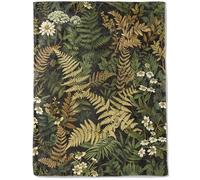 ainori Botanical Flannel Blanket - Lightweight Soft Cozy Unique Gifts Blankets for Nature Lovers,Kids,Adult,Women,Wildflower Plant Fern Leaves Throw,Home Room Modern Forest Decor 60x80in