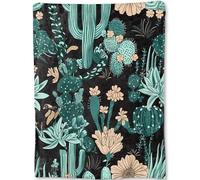 ainori Cactus Blanket - Desert Bold Green and Beige Succulent Cacti Fleece Throw,Gifts for Women, Soft & Warm,Lightweight, for Southwestern Decor, Nature Lovers, and Room Home Accents 50x60in