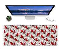 ainori Cardinal Bird Gaming Mouse Pad,12x31.5in Non-Slip Rubber Red Berry Pattern Desk Mat,Large Extended Nature Mousepad for Office Home Laptop Computer,Mice Pads Gifts,Game Deskmat Decor
