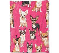 ainori Chihuahua Blanket - Cute Dog Bright Pink Fleece Throw,Gifts for Kids Adult, Soft & Warm,Lightweight, for Modern Fun Decor, Pet Lovers, and Room Home Accents 50x60in