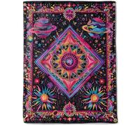 ainori Cosmic Mandala and Planet Flannel Blanket - Lightweight Soft Cozy Gifts Blankets for Space Lovers,Adult,Women,Vibrant Psychedelic Art Style Throw,Home Room Modern Decor 50x60in