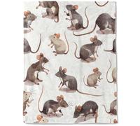 ainori Cute Rat Flannel Blanket - Lightweight Soft Cozy Unique Gifts Blankets for Kids Women,Mice Adorable Rodent Throw,Animal Lovers, Home Room Modern Decor 50x60in