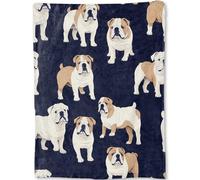 ainori English Bulldog Blanket - Cute Fun Dog Dark Fleece Throw,Gifts for Kids Women, Soft & Warm,Lightweight, for Modern Rustic Decor, Pet Lovers, and Room Home Accents 40x50in
