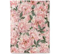 ainori Floral Peony Flannel Blanket - Lush Pink Flower and Green Leaves Throw,Playful Gifts for Women & Nature Lovers, Ultra Soft & Warm,Lightweight,for Couch Bedroom Living Room Decor 50x60in