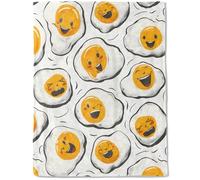 ainori Happy Fried Egg Flannel Blanket - Lightweight Soft Cozy Unique Gifts Blankets for Women,Playful Breakfast Art Throw,Food Lovers,Kitchen Home Room Modern Fun Decor 50x60in
