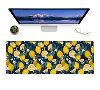ainori Lemon Gaming Mouse Pad,12x31.5in Non-Slip Rubber Fruit Leaf Pattern Desk Mat,Large Extended Fresh Mousepad for Office Home Laptop Computer,Mice Pads Gifts,Game Deskmat Decor