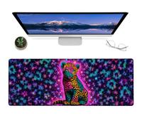 ainori Leopard Gaming Mouse Pad,12x31.5in Non-Slip Rubber Neon Animal Print Desk Mat,Large Extended Colorful Mousepad for Office Home Laptop Computer,Mice Pads Gifts,Game Deskmat Decor