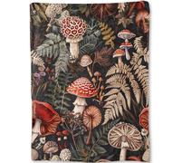 ainori Mushroom Forest Throw Blanket- Ultra Soft, Fleece, Lightweight,Enchanting Fungi Lush Ferns Blankets, for Couch Room Bedroom Modern Decor, Gifts for Women & Nature Lovers 50x60in