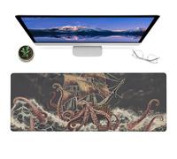 ainori Nautical Octopus Gaming Mouse Pad,12x31.5in Non-Slip Rubber Tentacles Desk Mat,Large Extended Mousepad for Office Home Laptop,Mice Pads Gifts,Game Lover Deskmat Decor (Retro Pirate Kraken)