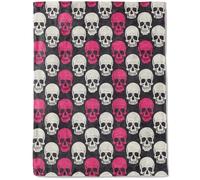 ainori Pink and White Skull Flannel Blanket - Lightweight Soft Cozy Unique Gifts Blankets for Gothic Lovers,Adult,Women,Bold and Edgy Art Style Throw,Home Room Modern Goth Decor 60x80in