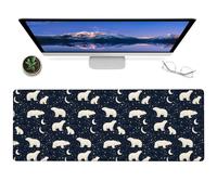 ainori Polar Bear Gaming Mouse Pad,12x31.5in Non-Slip Rubber Moon Star Pattern Desk Mat,Large Extended Cute Mousepad for Office Home Laptop Computer,Mice Pads Gifts,Game Deskmat Decor
