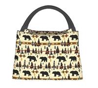 ainori Retro Forest Bear Polyester Insulated Lunch Box,Rustic Woodland Wildlife Lunchbag for Work Picnic Travel,Makeup Bag,Reusable Cooler Bags Gifts for Nature and Animal Lovers,11in x 6.3in x 6.7in