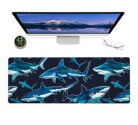 ainori Shark Attack Gaming Mouse Pad - 12x31.5in Non-Slip Rubber Desk Mat with Bold Ocean Predator Design - Large Extended Mousepad for Office Home - Gifts for Marine and Adventure Enthusiasts
