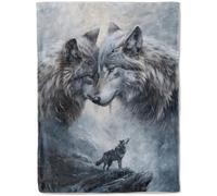 ainori Wolf Flannel Blanket - Cool Majestic Wolves in Winter Landscape Throw - Lightweight Soft Cozy Gifts Blankets for Women Men & Wildlife Lovers,Modern Home Room Bedroom Rustic Decor 60x80in