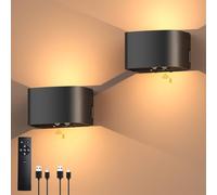 Ainostone Rechargeable Wall Lights Indoor with Motion Sensor, Remote Control, 3600mAh Stick on Battery Wall Light Wireless Warm White Dimmable Wall Lamp for Living Room, Bedroom