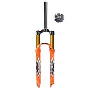 aiNPCde 26 27.5 29 Bike Forks MTB Air Suspension Fork Orange, Rebound Adjust Straight/Tapered Tube Manual/Remote Lockout Ultralight XC Mountain Bike Front Forks